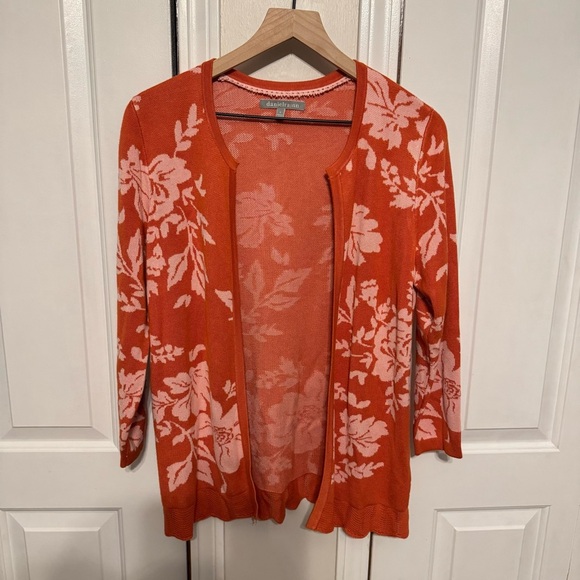Daniel Rainn Women’s Orange Floral Cardigan Size Small - Picture 1 of 11
